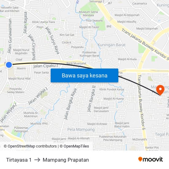 Tirtayasa 1 to Mampang Prapatan map