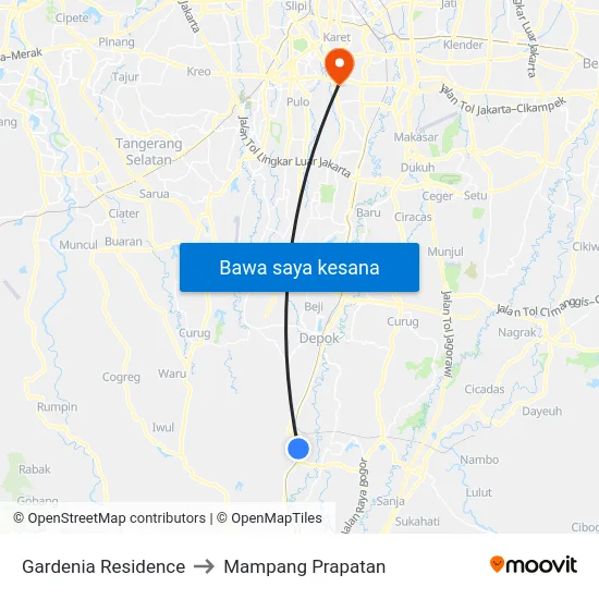 Gardenia Residence to Mampang Prapatan map
