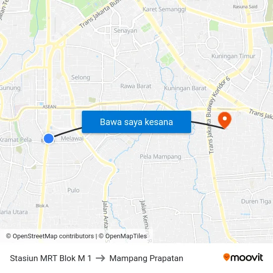 Stasiun MRT Blok M 1 to Mampang Prapatan map