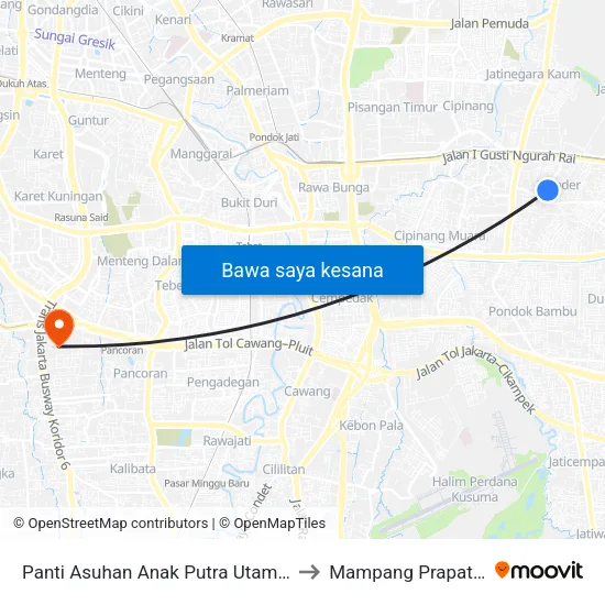 Panti Asuhan Anak Putra Utama 1 to Mampang Prapatan map