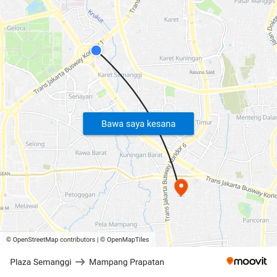 Plaza Semanggi to Mampang Prapatan map