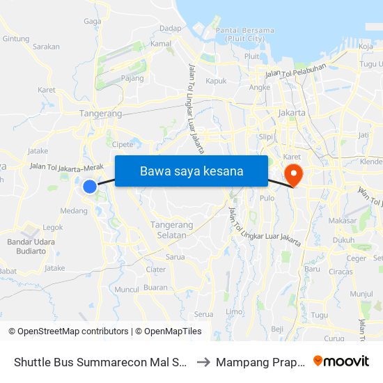 Shuttle Bus Summarecon Mal Serpong to Mampang Prapatan map