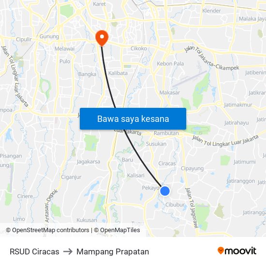 RSUD Ciracas to Mampang Prapatan map