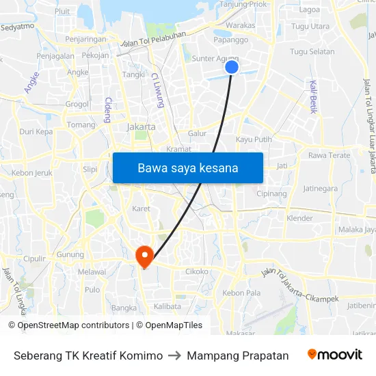 Seberang TK Kreatif Komimo to Mampang Prapatan map
