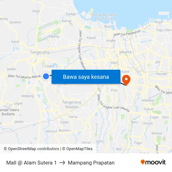 Mall @ Alam Sutera 1 to Mampang Prapatan map