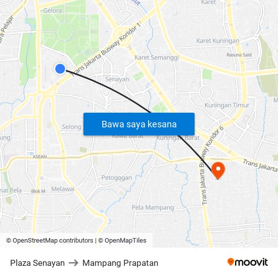 Plaza Senayan to Mampang Prapatan map