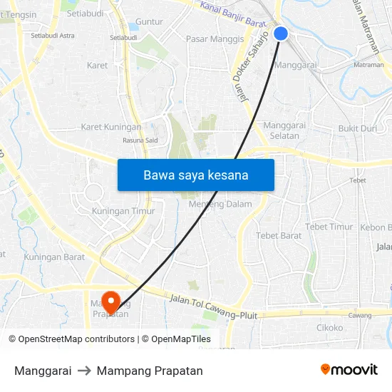 Manggarai to Mampang Prapatan map