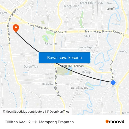 Cililitan Kecil 2 to Mampang Prapatan map