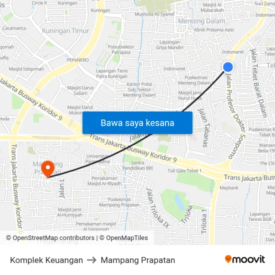 Komplek Keuangan to Mampang Prapatan map