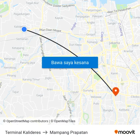 Terminal Kalideres to Mampang Prapatan map