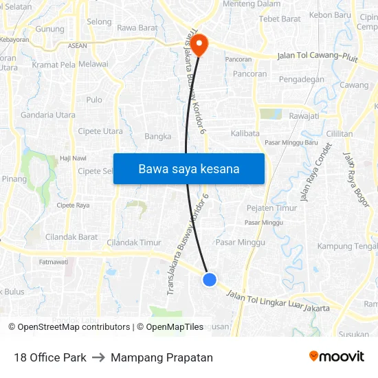 18 Office Park to Mampang Prapatan map