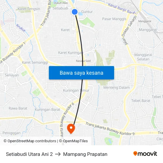 Setiabudi Utara Ani 2 to Mampang Prapatan map