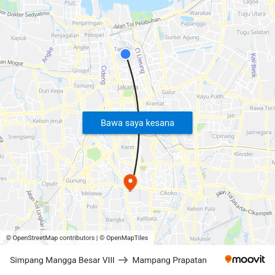 Simpang Mangga Besar VIII to Mampang Prapatan map
