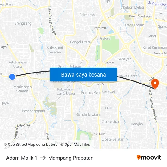 Adam Malik 1 to Mampang Prapatan map