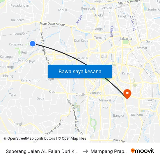 Seberang Jalan AL Falah Duri Kosambi to Mampang Prapatan map