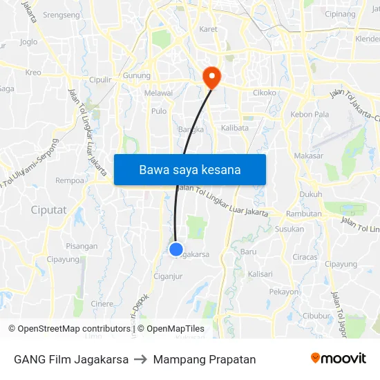 GANG Film Jagakarsa to Mampang Prapatan map