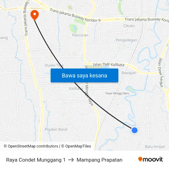 Raya Condet Munggang 1 to Mampang Prapatan map