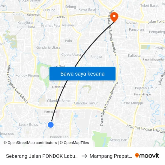 Seberang Jalan PONDOK Labu 1a to Mampang Prapatan map