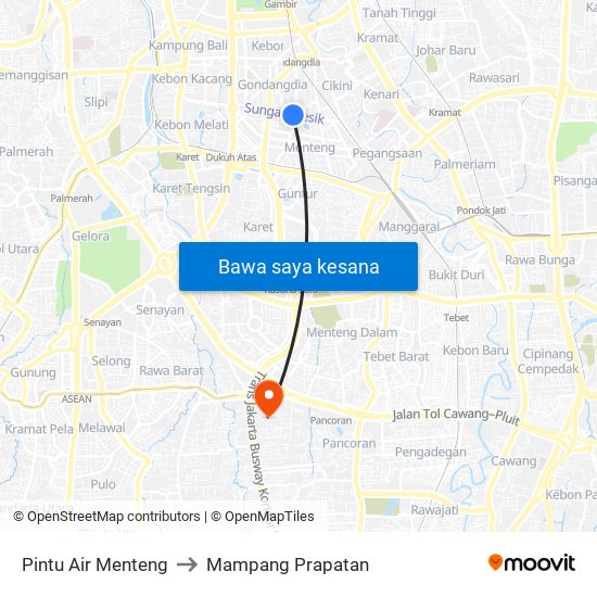 Pintu Air Menteng to Mampang Prapatan map