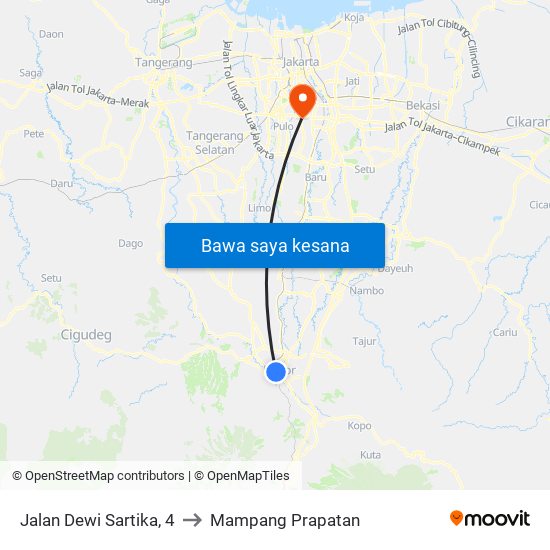 Jalan Dewi Sartika, 4 to Mampang Prapatan map