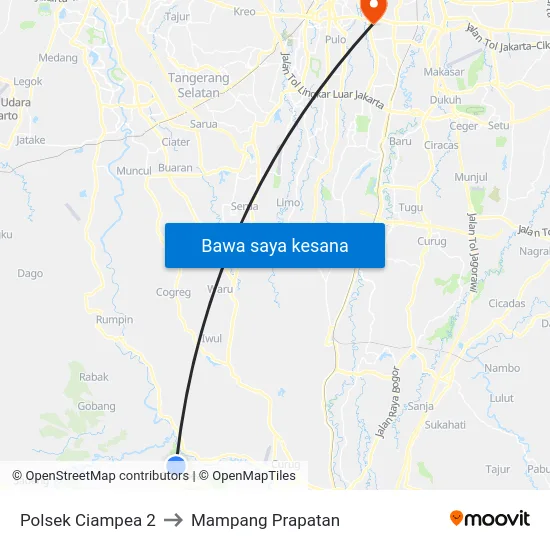 Polsek Ciampea 2 to Mampang Prapatan map