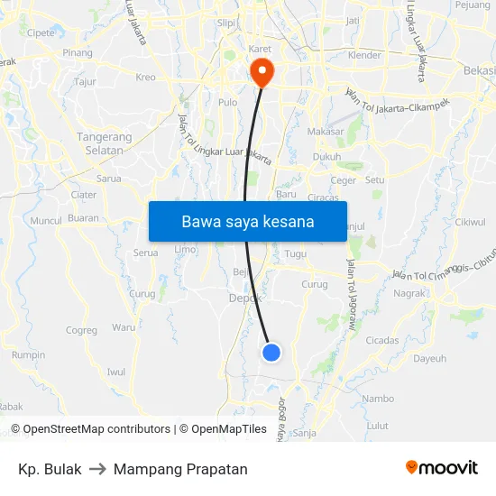 Kp. Bulak to Mampang Prapatan map