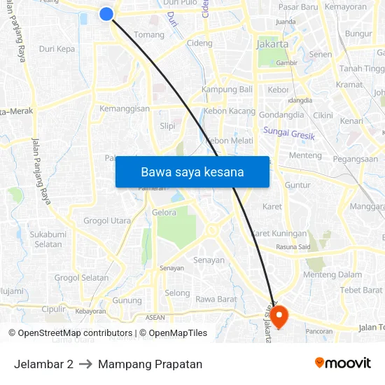 Jelambar 2 to Mampang Prapatan map