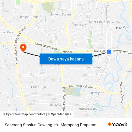 Seberang Stasiun Cawang to Mampang Prapatan map