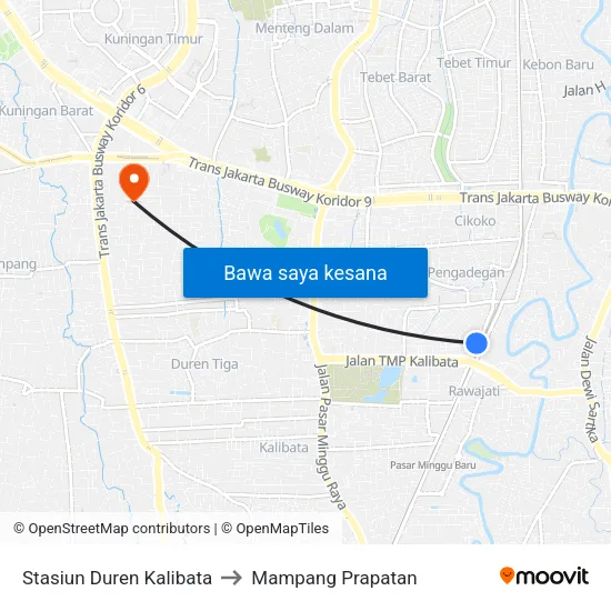 Stasiun Duren Kalibata to Mampang Prapatan map