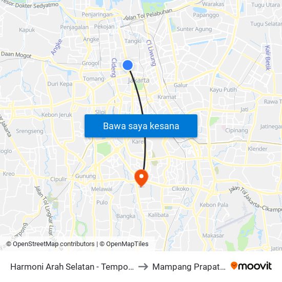 Harmoni Arah Selatan - Temporer to Mampang Prapatan map