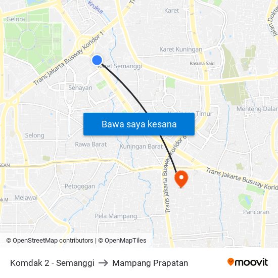 Komdak 2 - Semanggi to Mampang Prapatan map