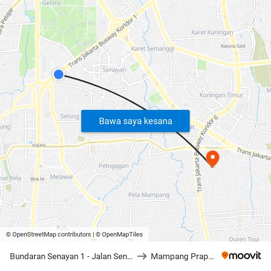 Bundaran Senayan 1 - Jalan Senopati to Mampang Prapatan map