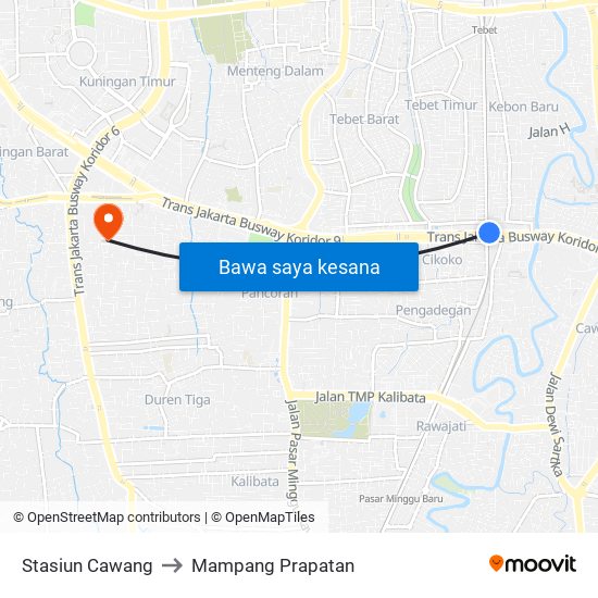 Stasiun Cawang to Mampang Prapatan map