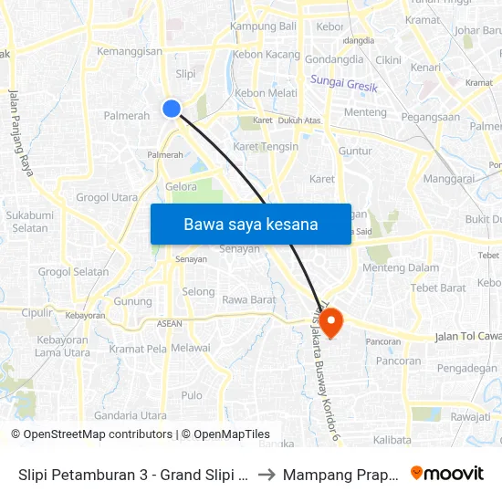 Slipi Petamburan 3 - Grand Slipi Tower to Mampang Prapatan map