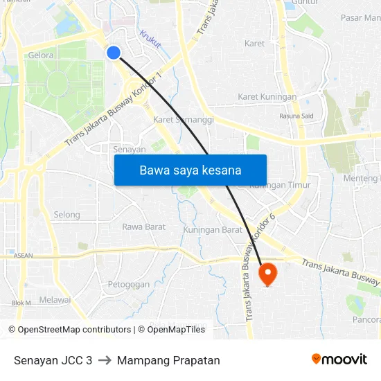 Senayan JCC 3 to Mampang Prapatan map
