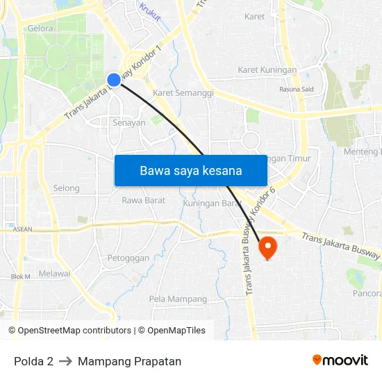 Polda 2 to Mampang Prapatan map