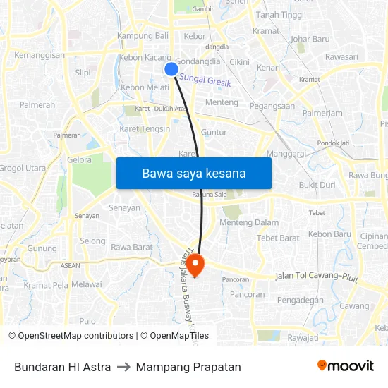 Bundaran HI Astra to Mampang Prapatan map