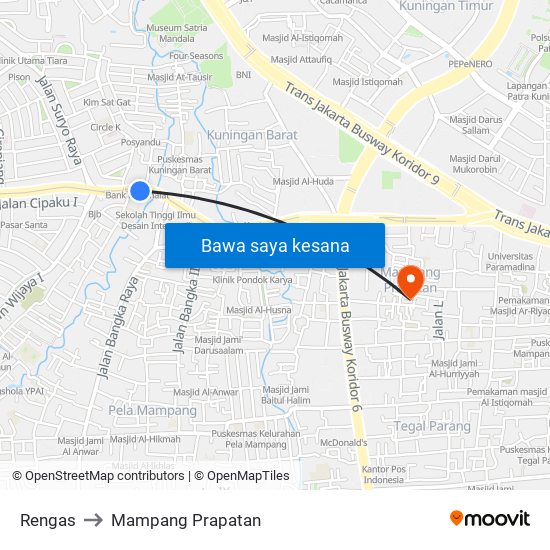 Rengas to Mampang Prapatan map