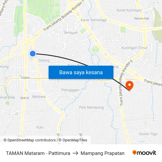 TAMAN Mataram - Pattimura to Mampang Prapatan map