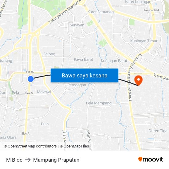 M Bloc to Mampang Prapatan map