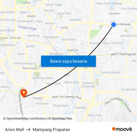 Arion Mall to Mampang Prapatan map