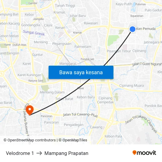 Velodrome 1 to Mampang Prapatan map