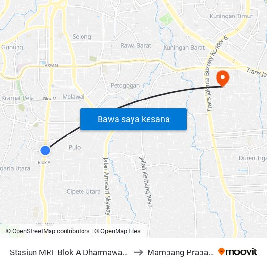 Stasiun MRT Blok A Dharmawangsa to Mampang Prapatan map