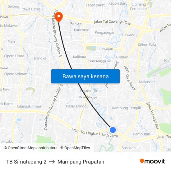 TB Simatupang 2 to Mampang Prapatan map