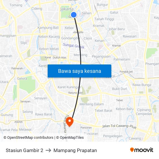 Stasiun Gambir 2 to Mampang Prapatan map