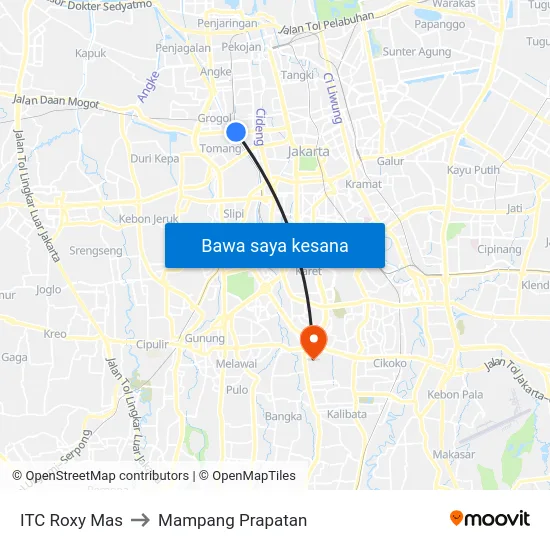 ITC Roxy Mas to Mampang Prapatan map