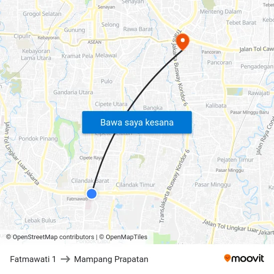 Fatmawati 1 to Mampang Prapatan map