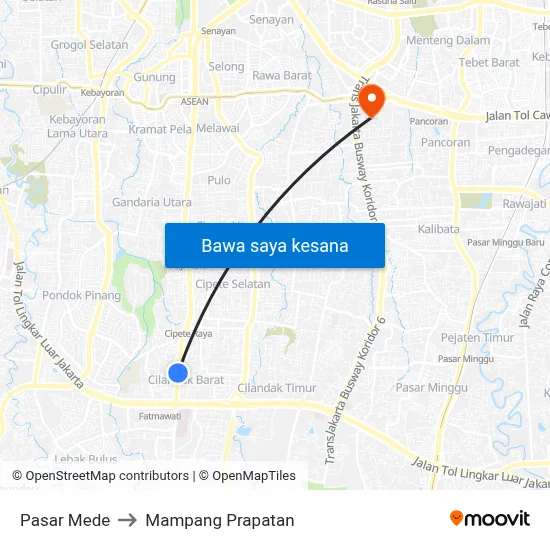 Pasar Mede to Mampang Prapatan map