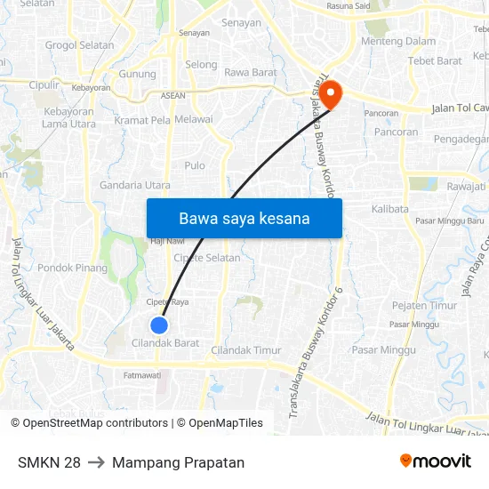 SMKN 28 to Mampang Prapatan map