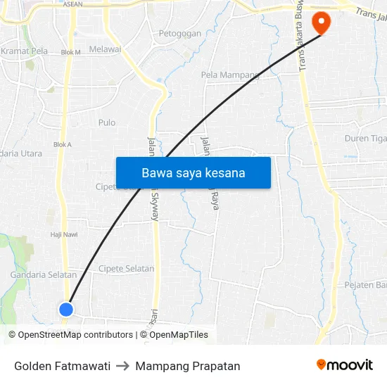 Golden Fatmawati to Mampang Prapatan map
